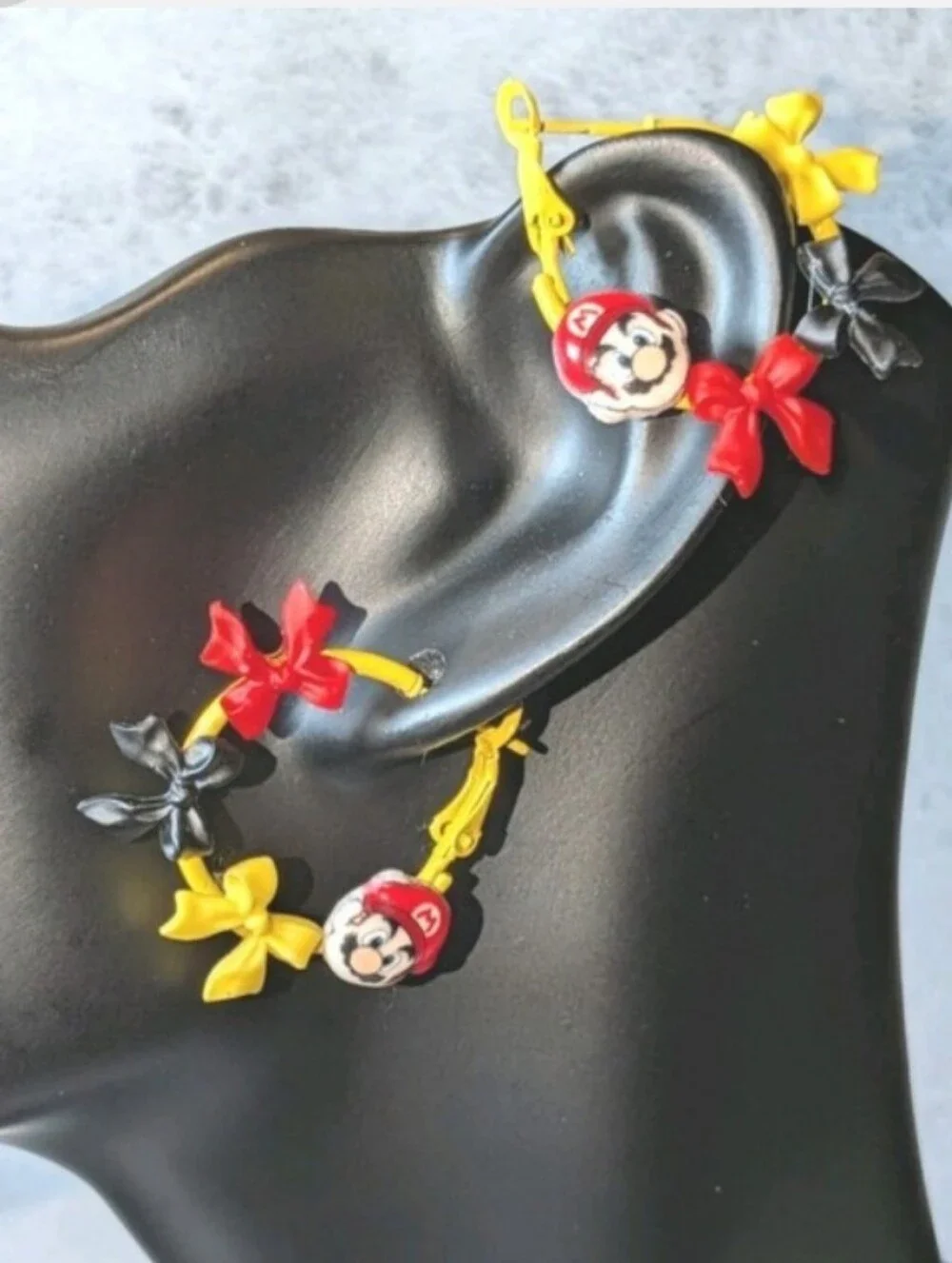 Yellow Kids Mini Hoop Earrings with Character Charms and Bows